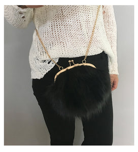 fur ball shoulder purse