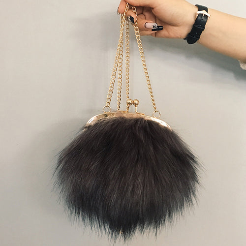 fur ball shoulder purse