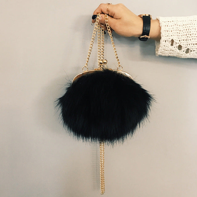 fur ball shoulder purse